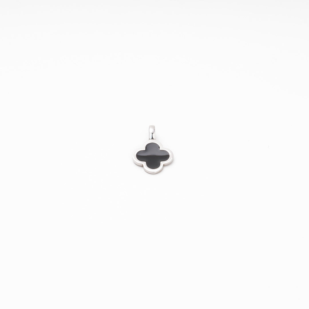 Silver 925 Clover Pendant with Black Enamel | Ukrainian Jewelry