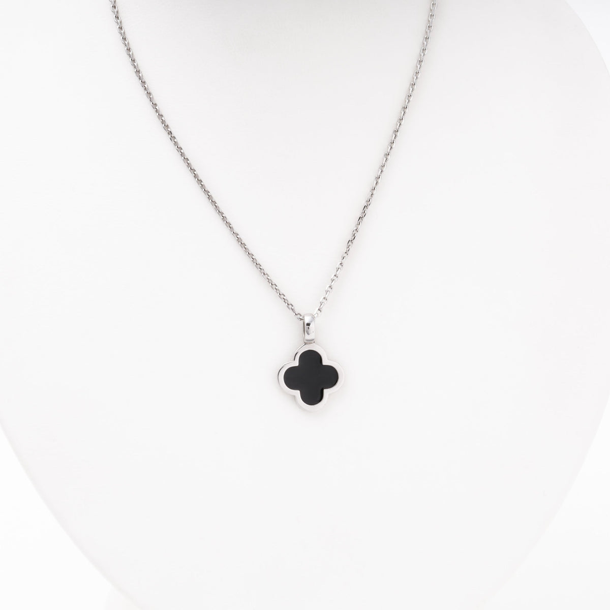 Silver 925 Clover Pendant with Black Enamel | Ukrainian Jewelry