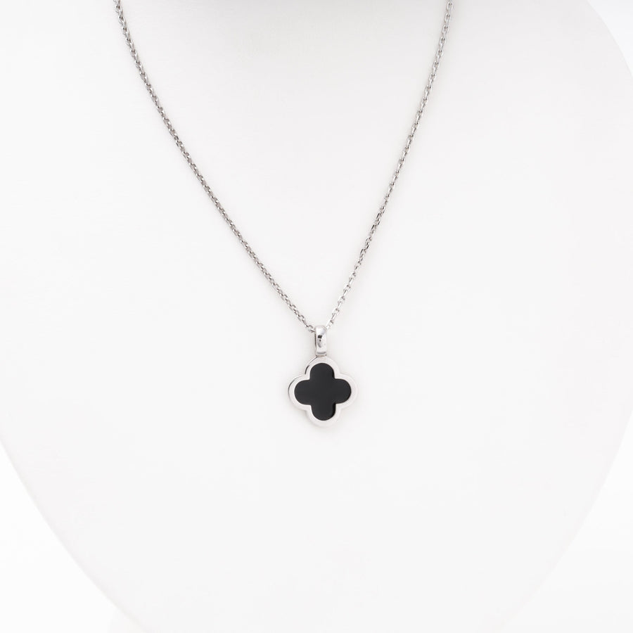 Silver 925 Clover Pendant with Black Enamel | Ukrainian Jewelry