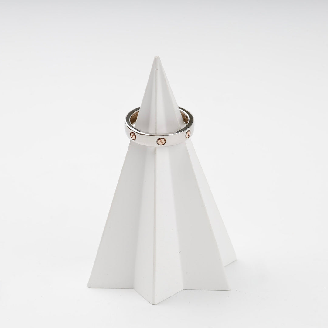 Two-Tone Gold 14K (585) Screw Motif Band Ring | Ukrainian Jewelry