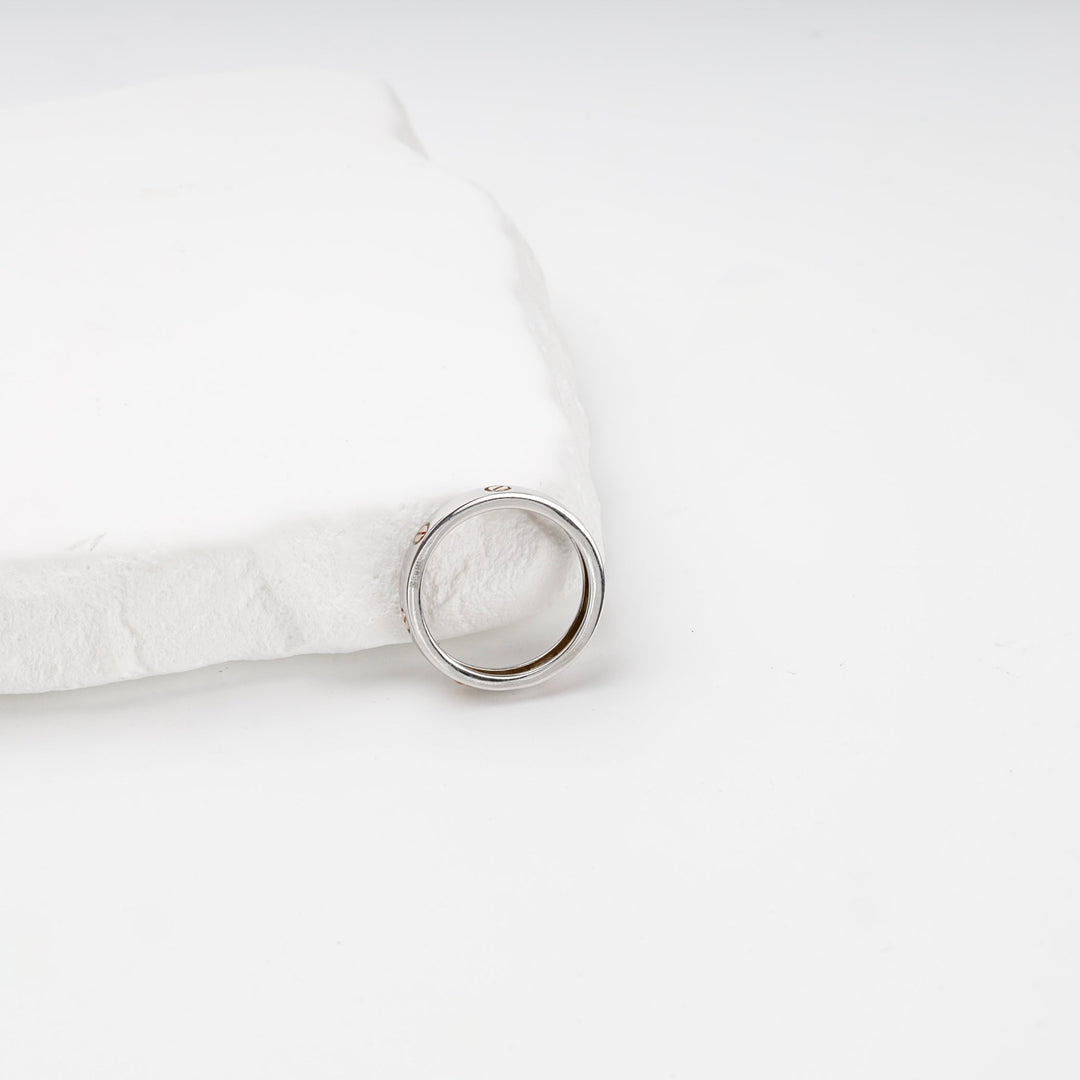 Two-Tone Gold 14K (585) Screw Motif Band Ring | Ukrainian Jewelry
