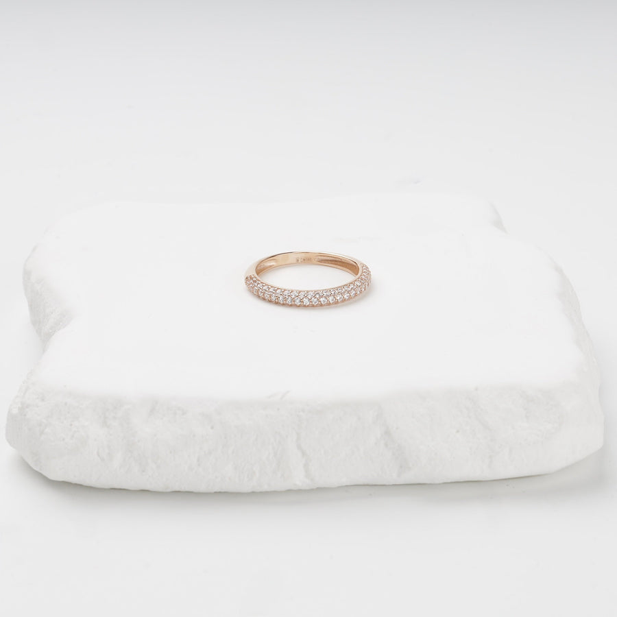 Rose Gold 14K (585) Double-Row Pavé Cubic Zirconia Band Ring | Ukrainian Jewelry