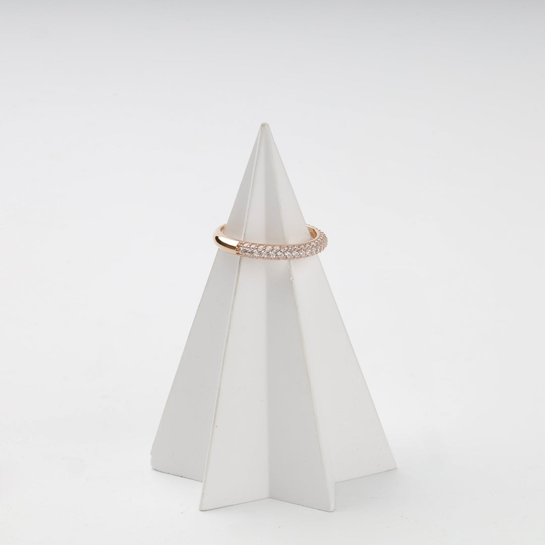 Rose Gold 14K (585) Double-Row Pavé Cubic Zirconia Band Ring | Ukrainian Jewelry