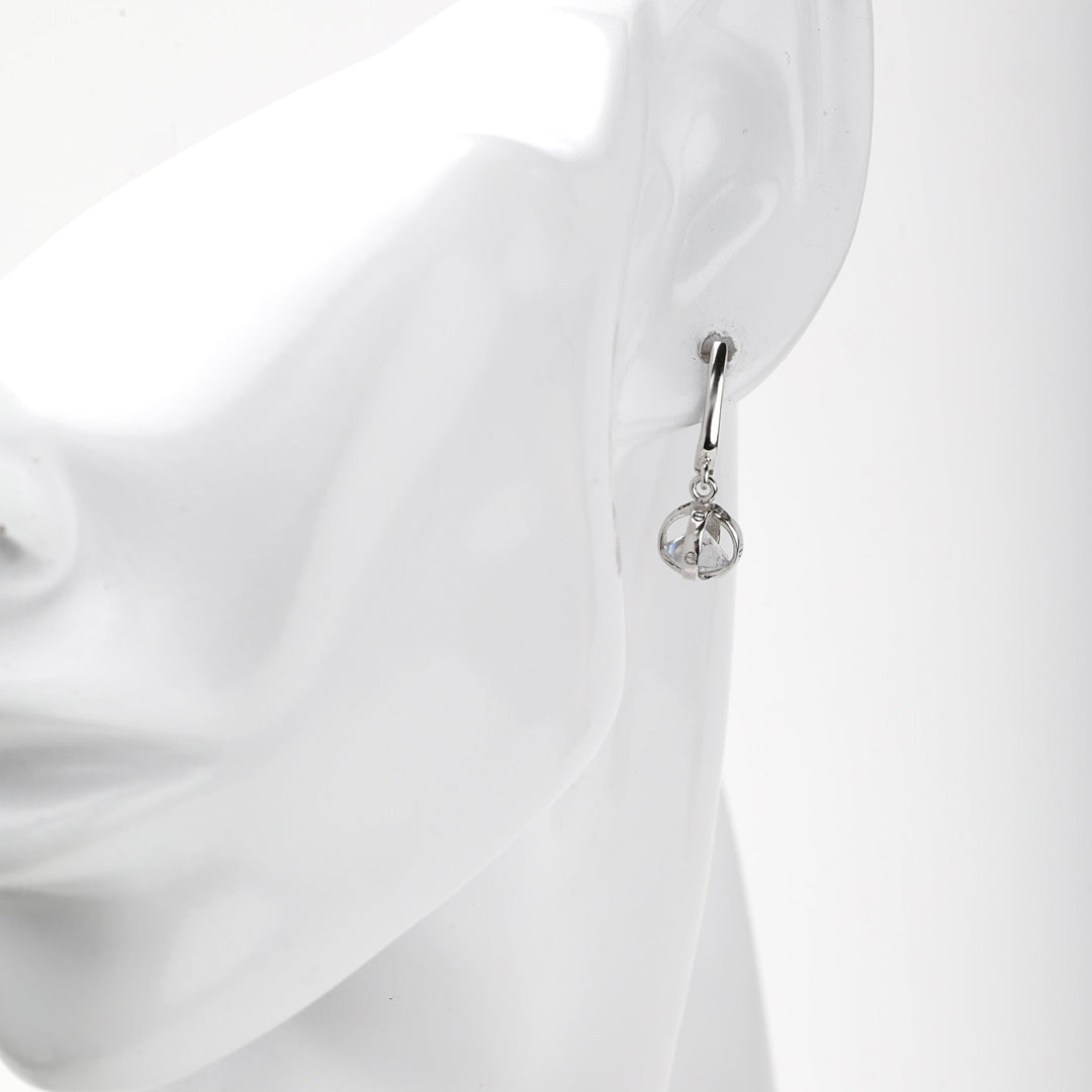 Silver 925 Cubic Zirconia Orb Drop Earrings | Ukrainian Jewelry