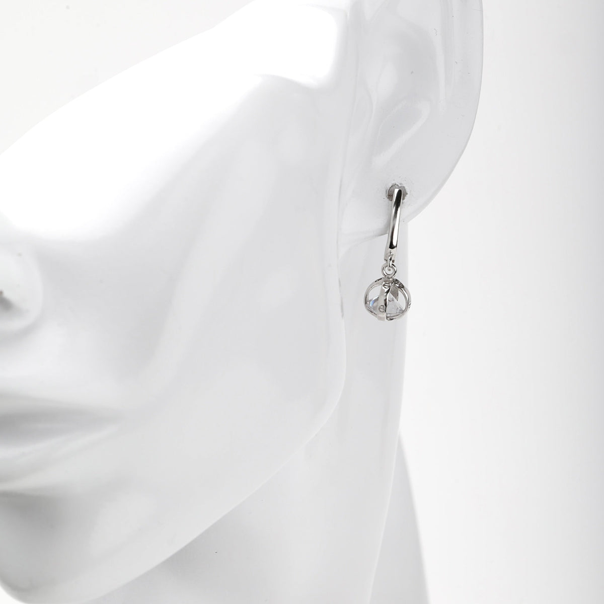 Silver 925 Cubic Zirconia Orb Drop Earrings | Ukrainian Jewelry