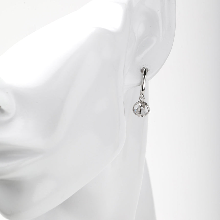 Silver 925 Cubic Zirconia Orb Drop Earrings | Ukrainian Jewelry