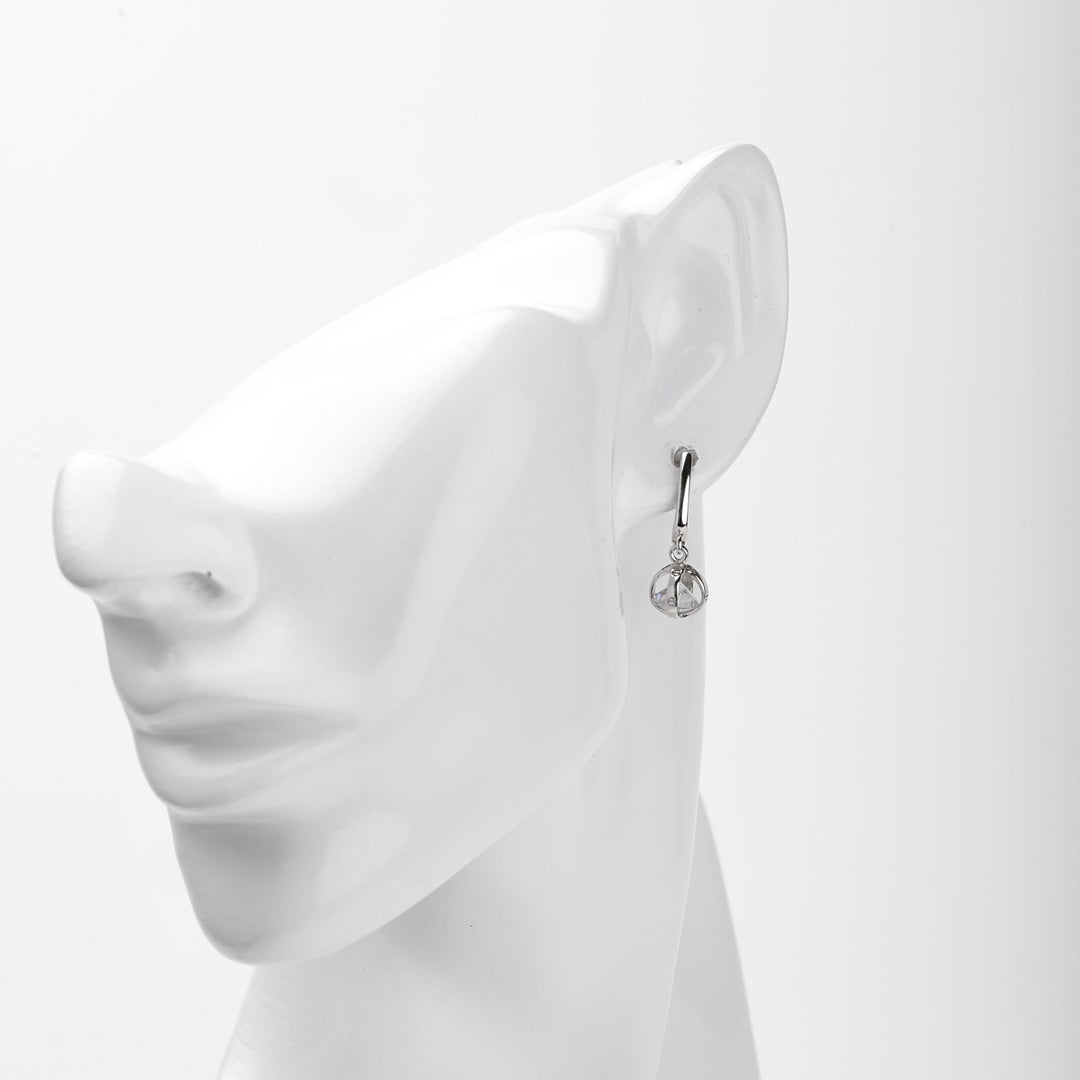 Silver 925 Cubic Zirconia Orb Drop Earrings | Ukrainian Jewelry