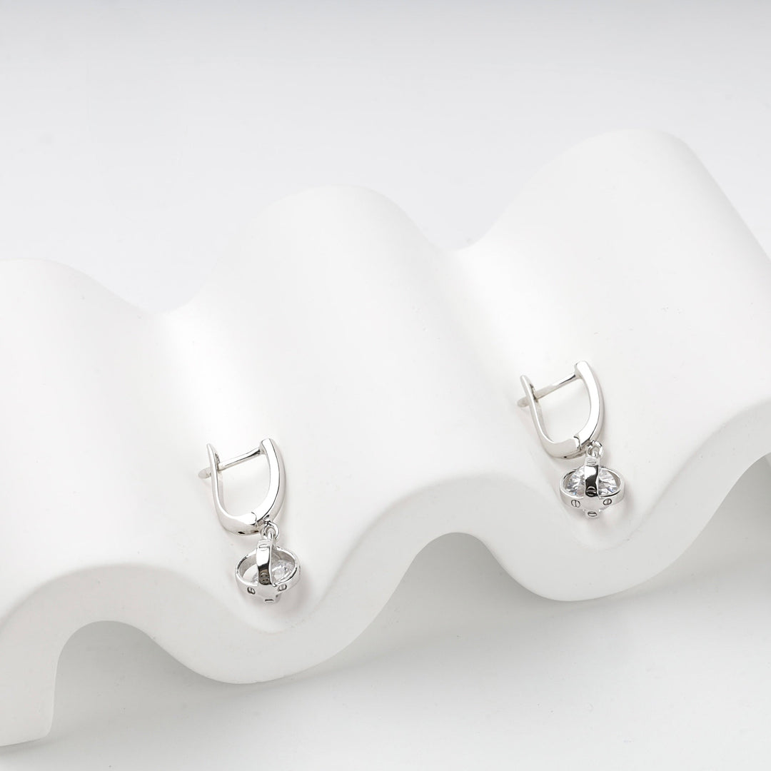 Silver 925 Cubic Zirconia Orb Drop Earrings | Ukrainian Jewelry