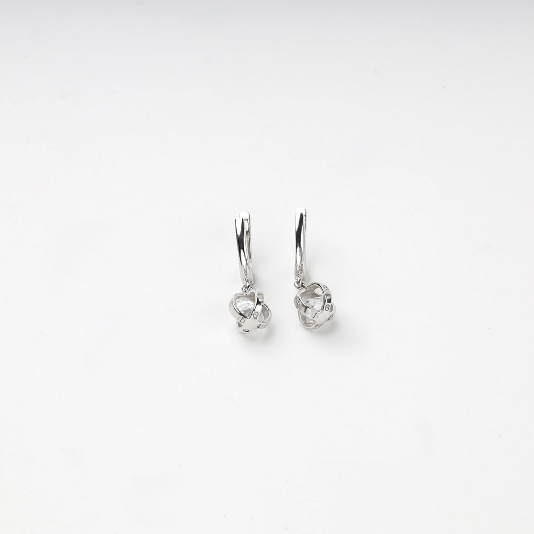 Silver 925 Cubic Zirconia Orb Drop Earrings | Ukrainian Jewelry
