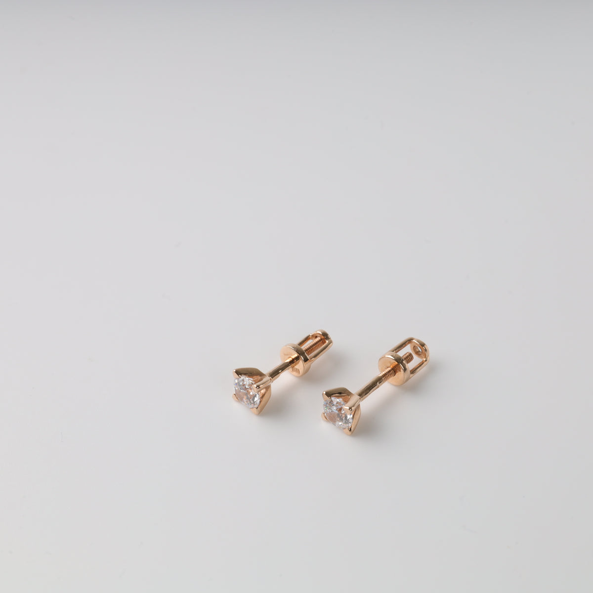 Stud Earrings with Sparkling Cubic Zirconia | Rose Gold 585 - Ukrainian Jewelry