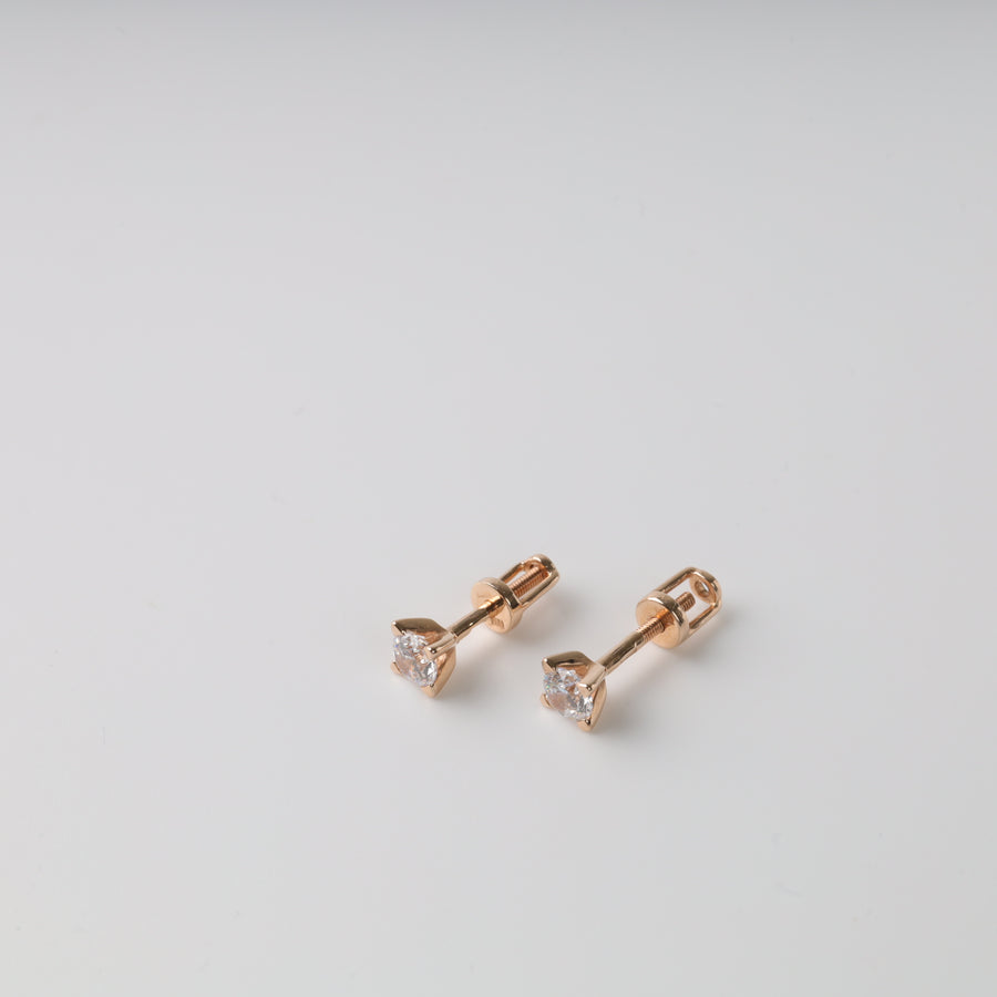 Stud Earrings with Sparkling Cubic Zirconia | Rose Gold 585 - Ukrainian Jewelry