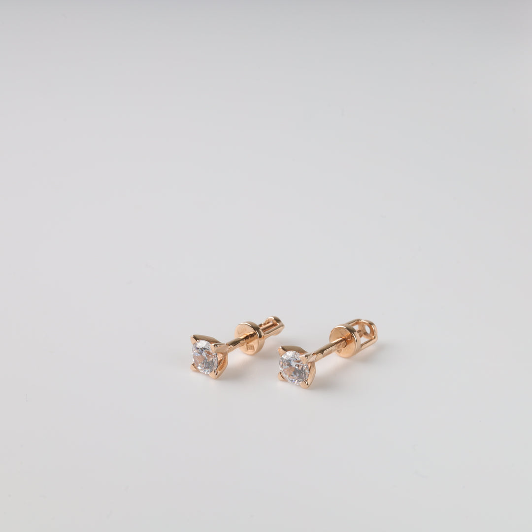 Stud Earrings with Sparkling Cubic Zirconia | Rose Gold 585 - Ukrainian Jewelry