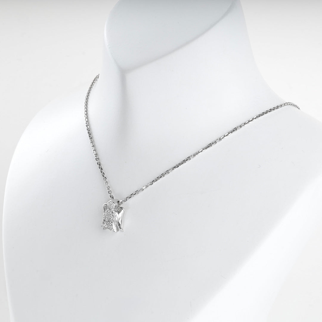 Rhodium-Plated Silver 925 Zirconia Guardian Angel Pendant | Ukrainian Jewelry