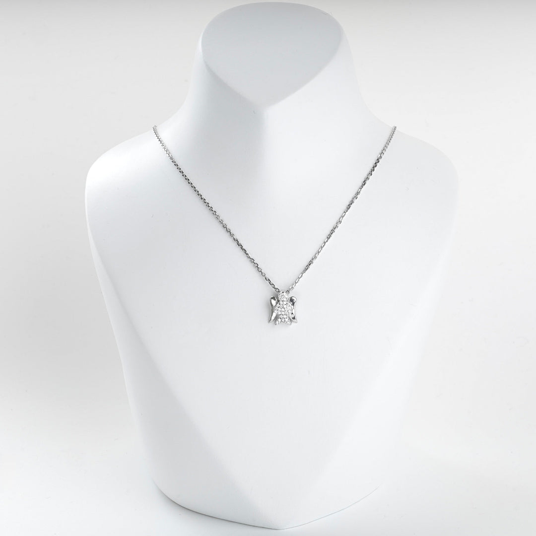 Rhodium-Plated Silver 925 Zirconia Guardian Angel Pendant | Ukrainian Jewelry