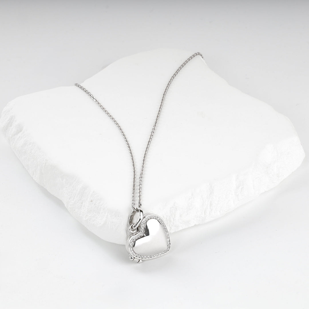 Silver 925 Cubic Zirconia Heart Locket Pendant | Ukrainian Jewelry