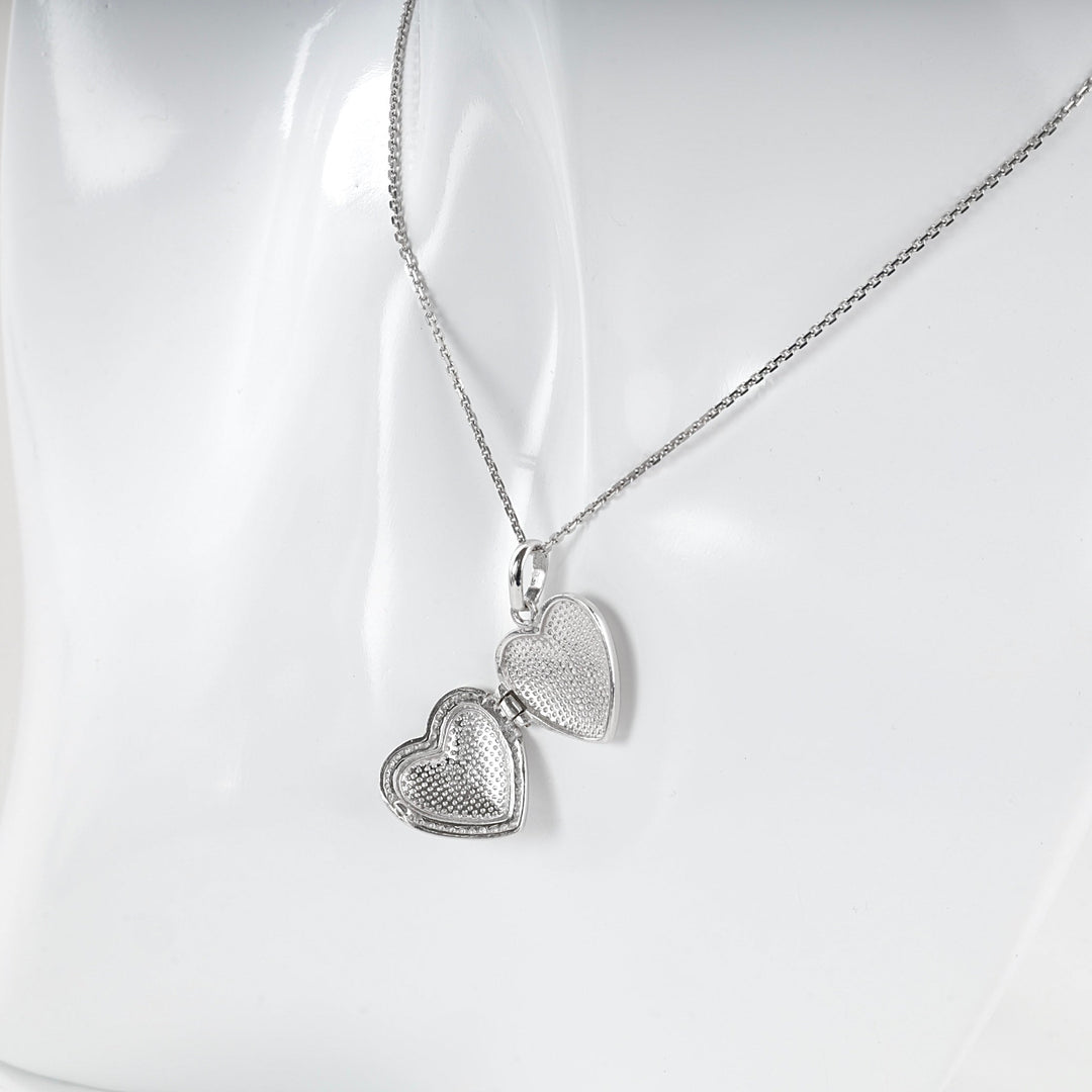 Silver 925 Cubic Zirconia Heart Locket Pendant | Ukrainian Jewelry