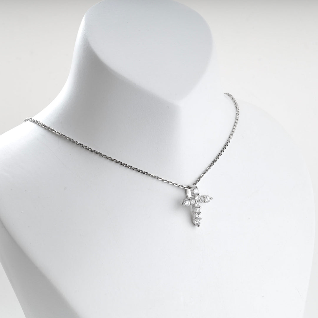 Rhodium-Plated Silver 925 Cluster Zirconia Cross Pendant | Ukrainian Jewelry