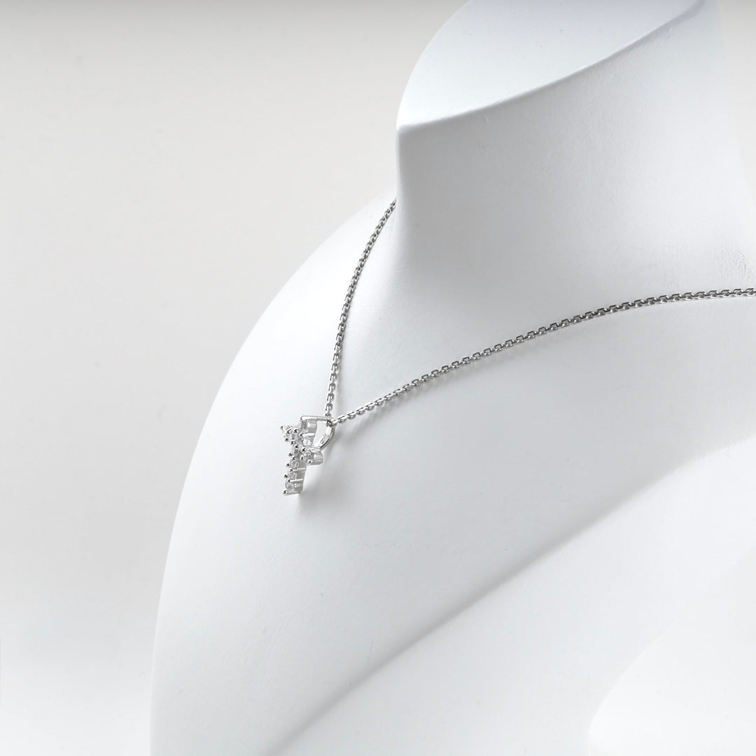 Rhodium-Plated Silver 925 Cluster Zirconia Cross Pendant | Ukrainian Jewelry
