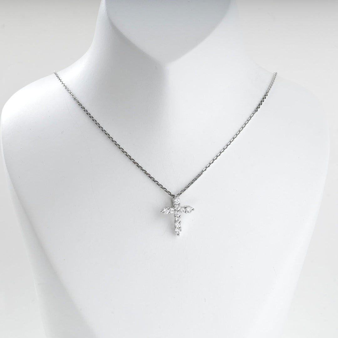 Rhodium-Plated Silver 925 Cluster Zirconia Cross Pendant | Ukrainian Jewelry
