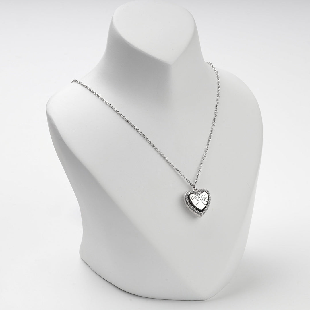 Rhodium-Plated Silver 925 Pinky Promise Heart Locket Necklace | Ukrainian Jewelry