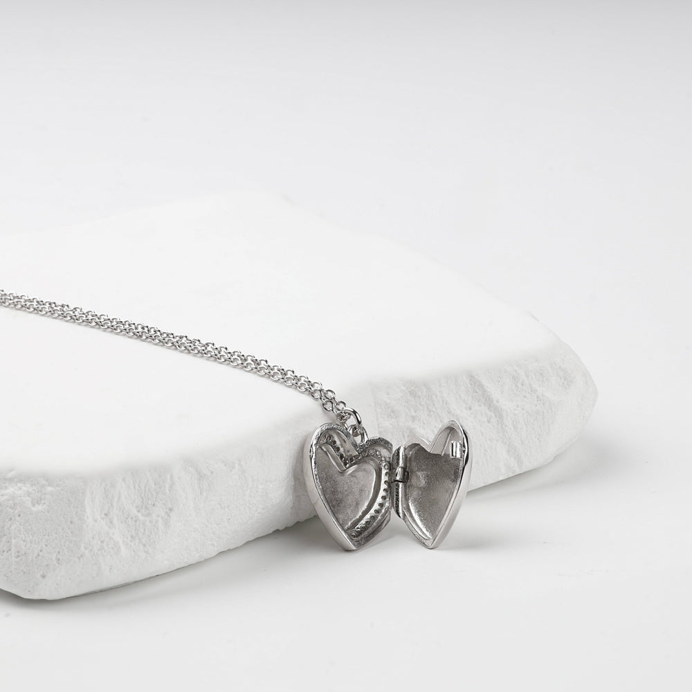 Rhodium-Plated Silver 925 Pinky Promise Heart Locket Necklace | Ukrainian Jewelry
