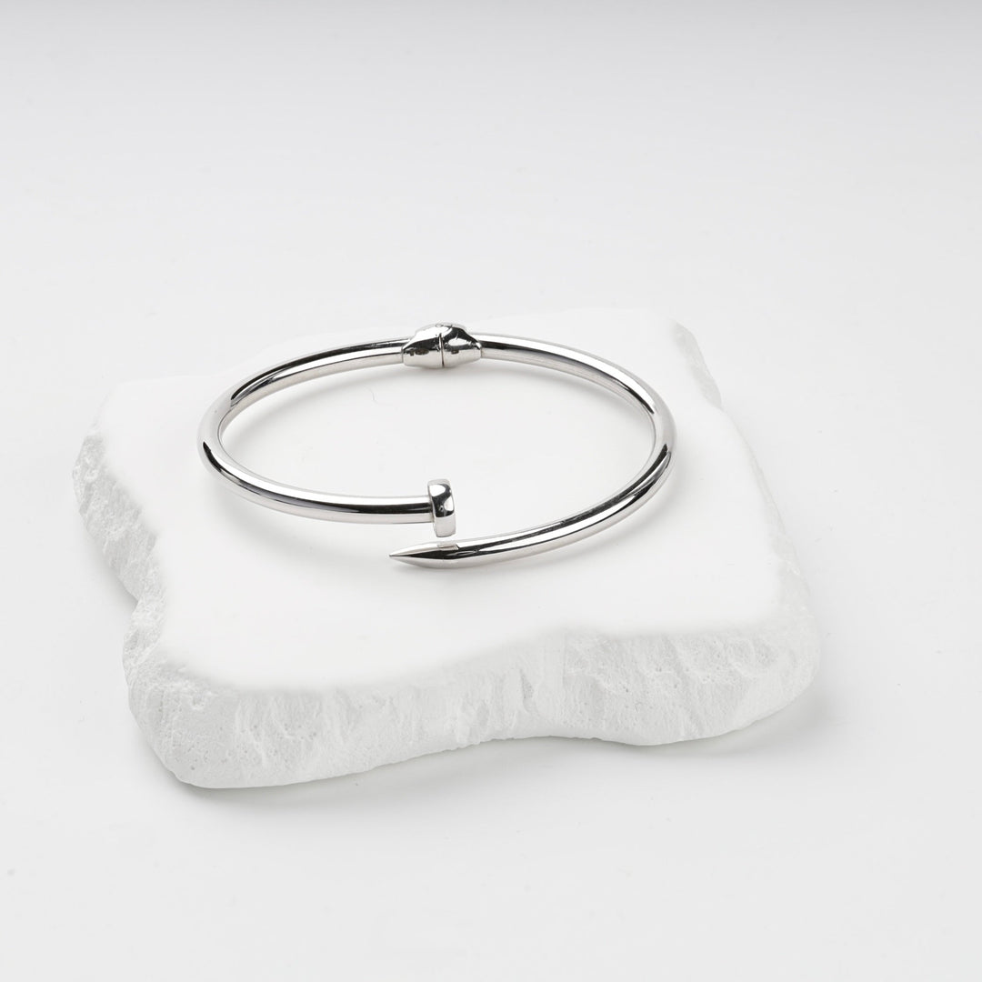 Rhodium-Plated Silver 925 Nail Bangle Bracelet | Ukrainian Jewelry