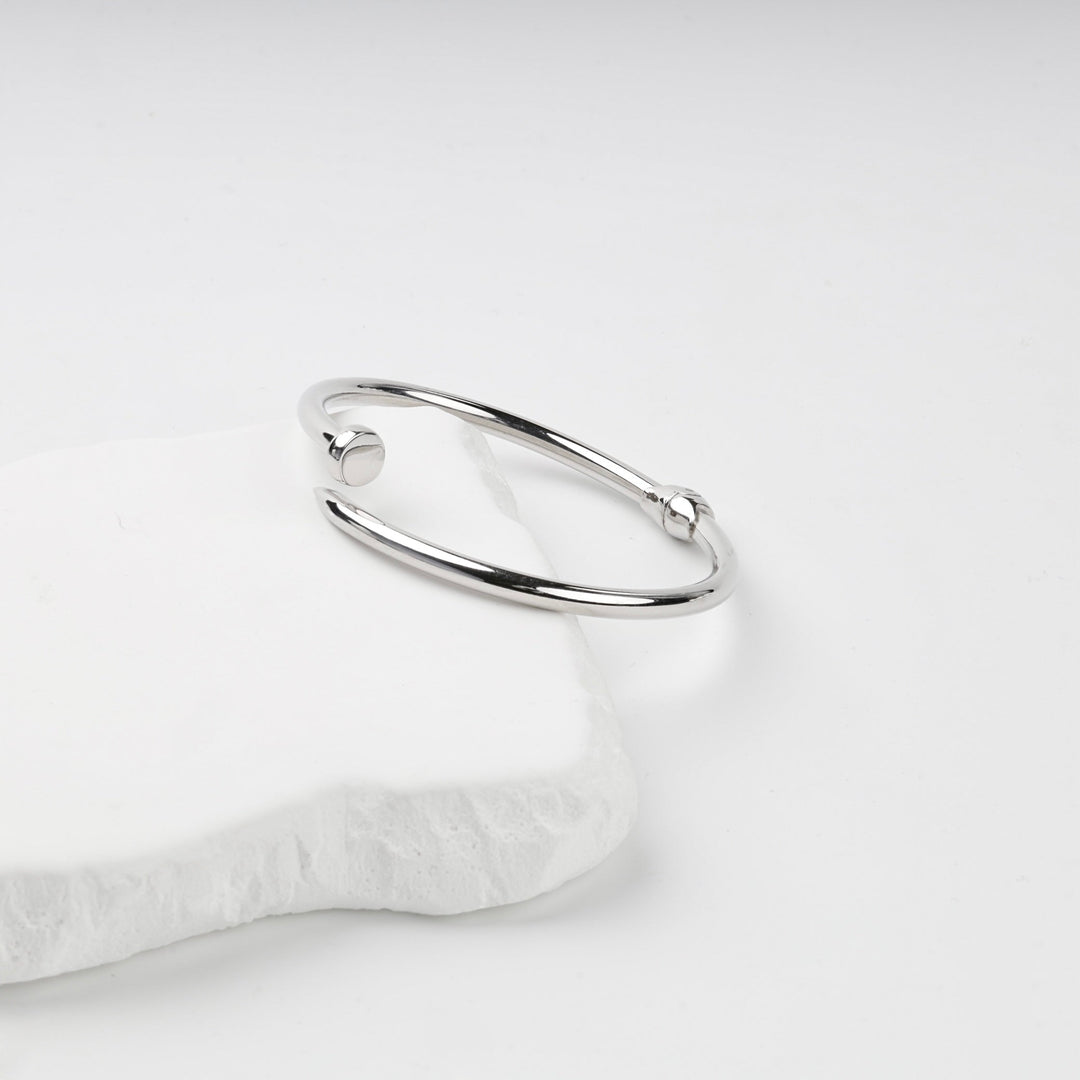 Rhodium-Plated Silver 925 Nail Bangle Bracelet | Ukrainian Jewelry