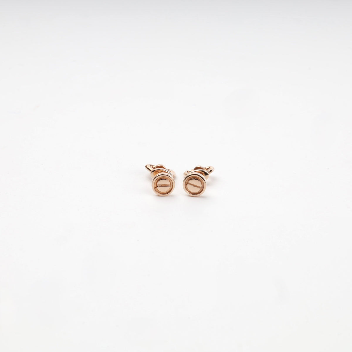 Rose Gold 14K (585) Round Screw Motif Stud Earrings | Ukrainian Jewelry