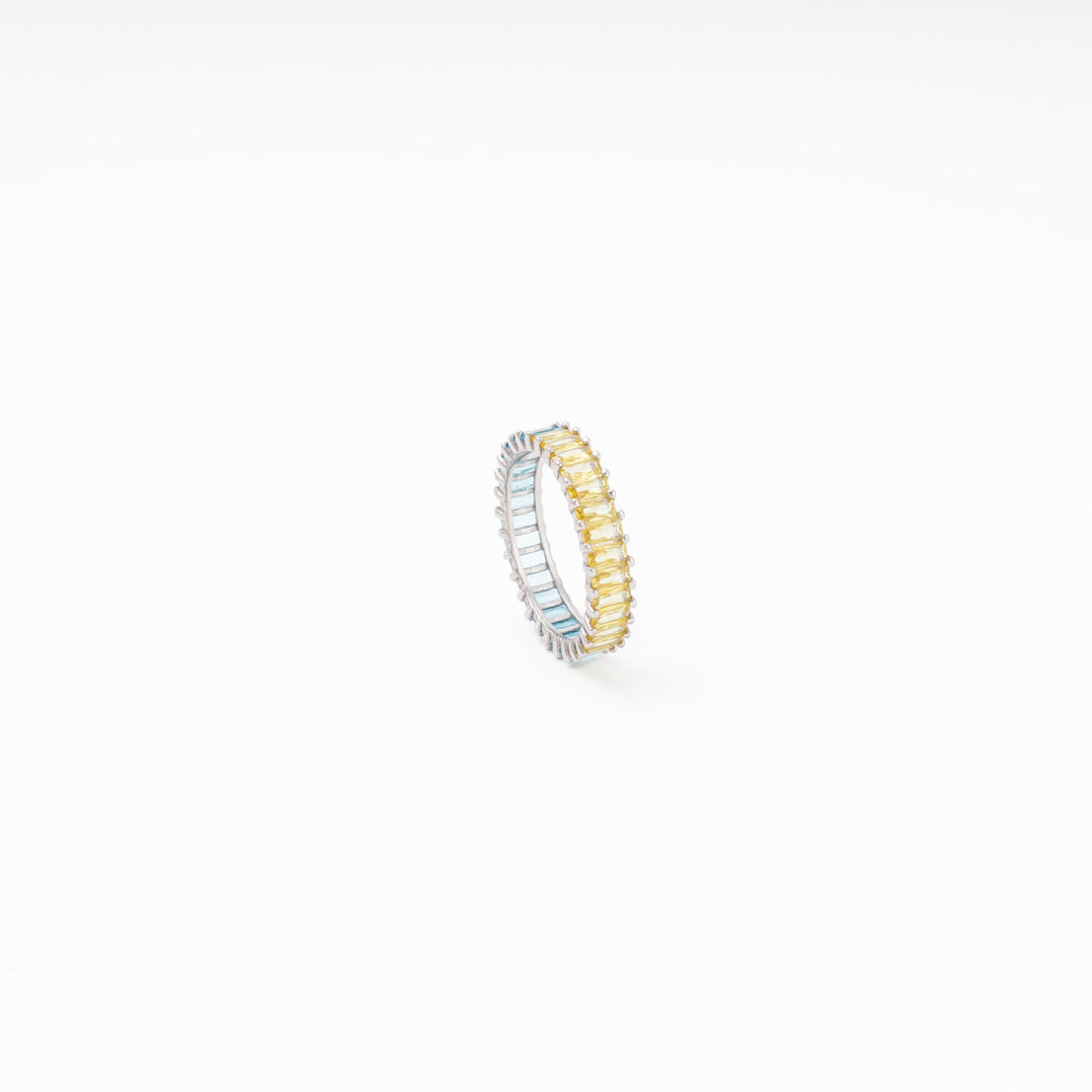 Silver 925 Eternity Ring, Blue and Yellow CZ | Ukrainian Jewelry