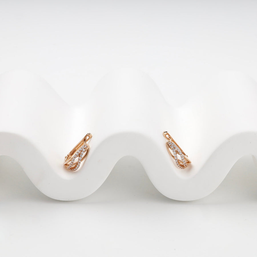 Rose Gold 14K (585) Interlaced Cubic Zirconia Earrings | Ukrainian Jewelry