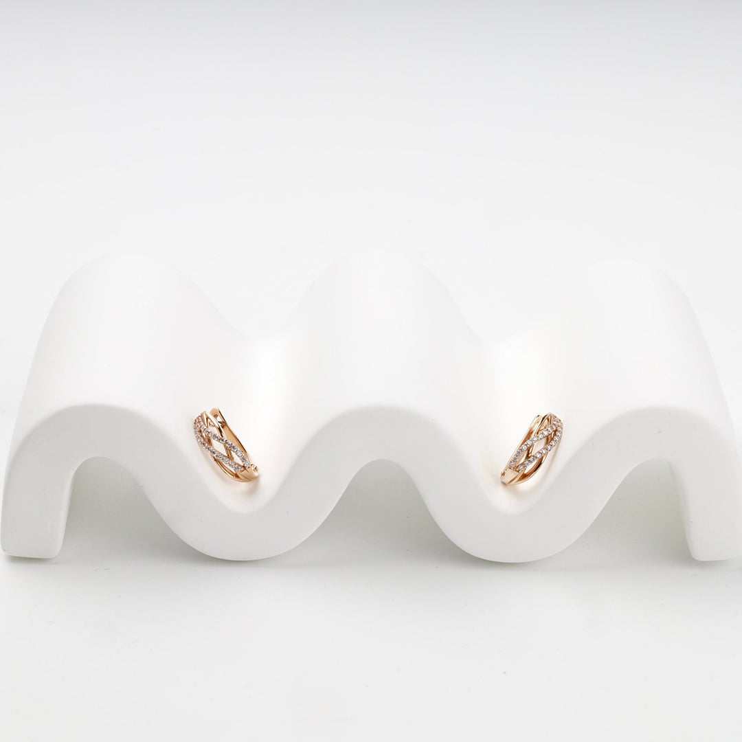 Rose Gold 14K (585) Interlaced Cubic Zirconia Earrings | Ukrainian Jewelry