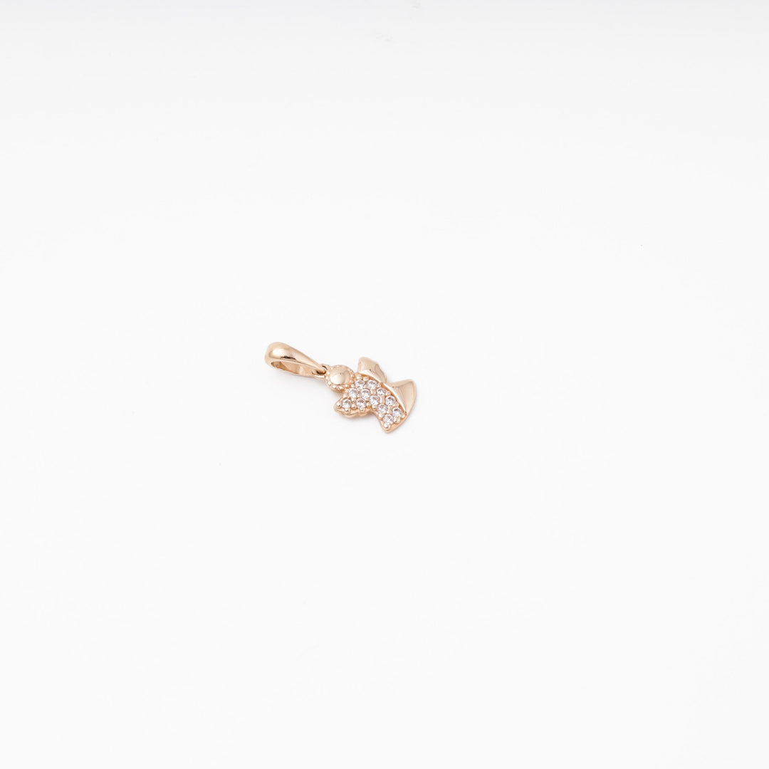 Rose Gold Angel Pendant with CZ, 14K (585) | Ukrainian Jewelry