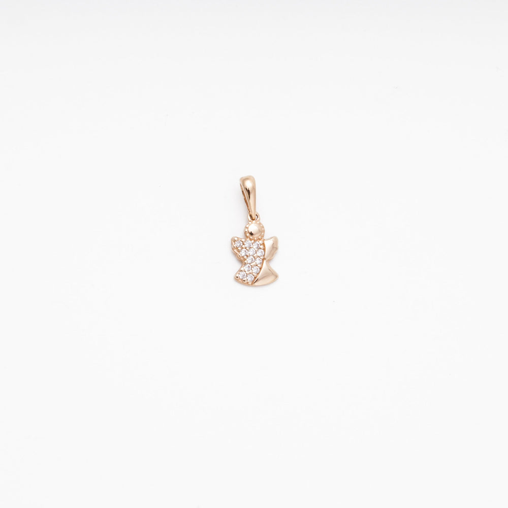 Rose Gold Angel Pendant with CZ, 14K (585) | Ukrainian Jewelry
