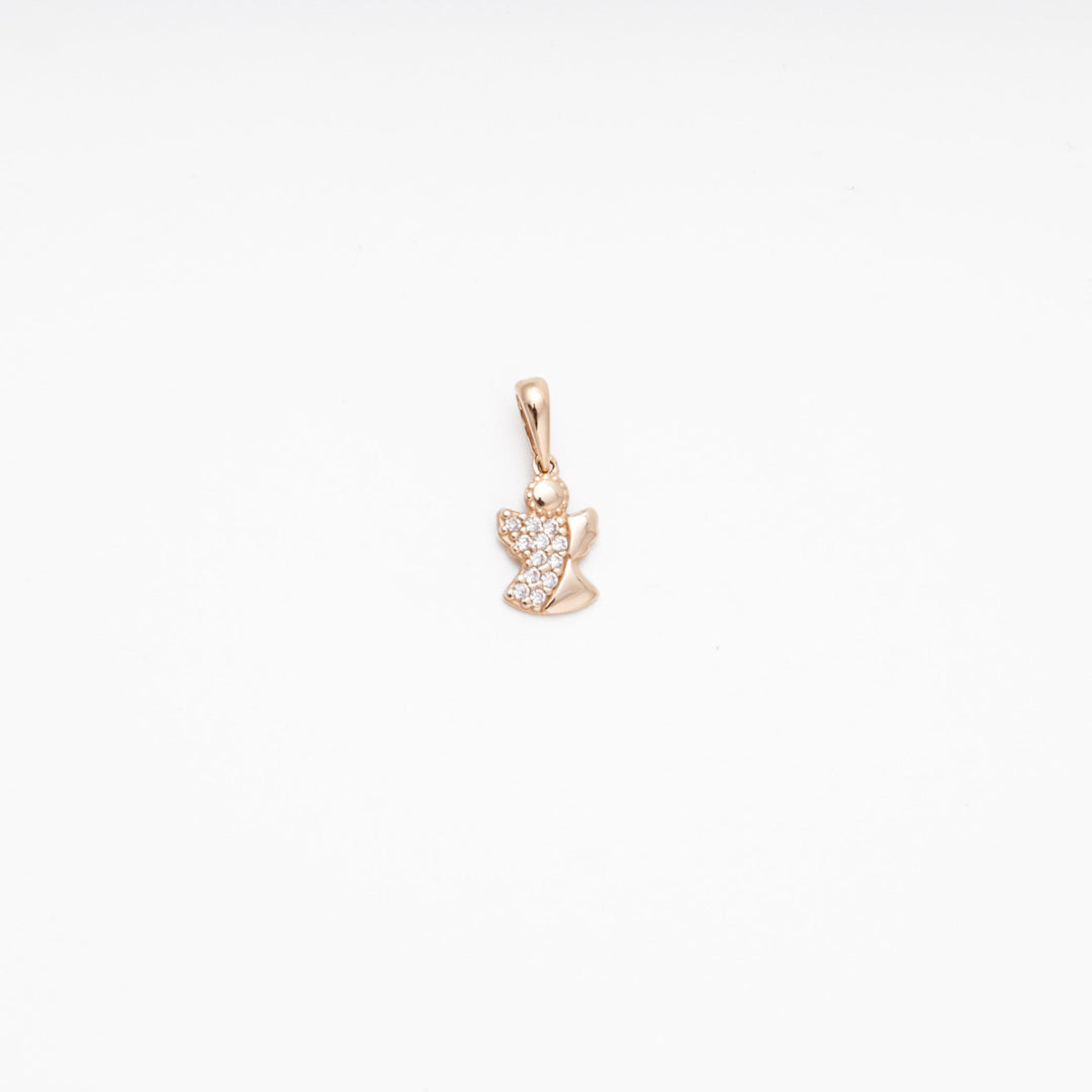 Rose Gold Angel Pendant with CZ, 14K (585) | Ukrainian Jewelry