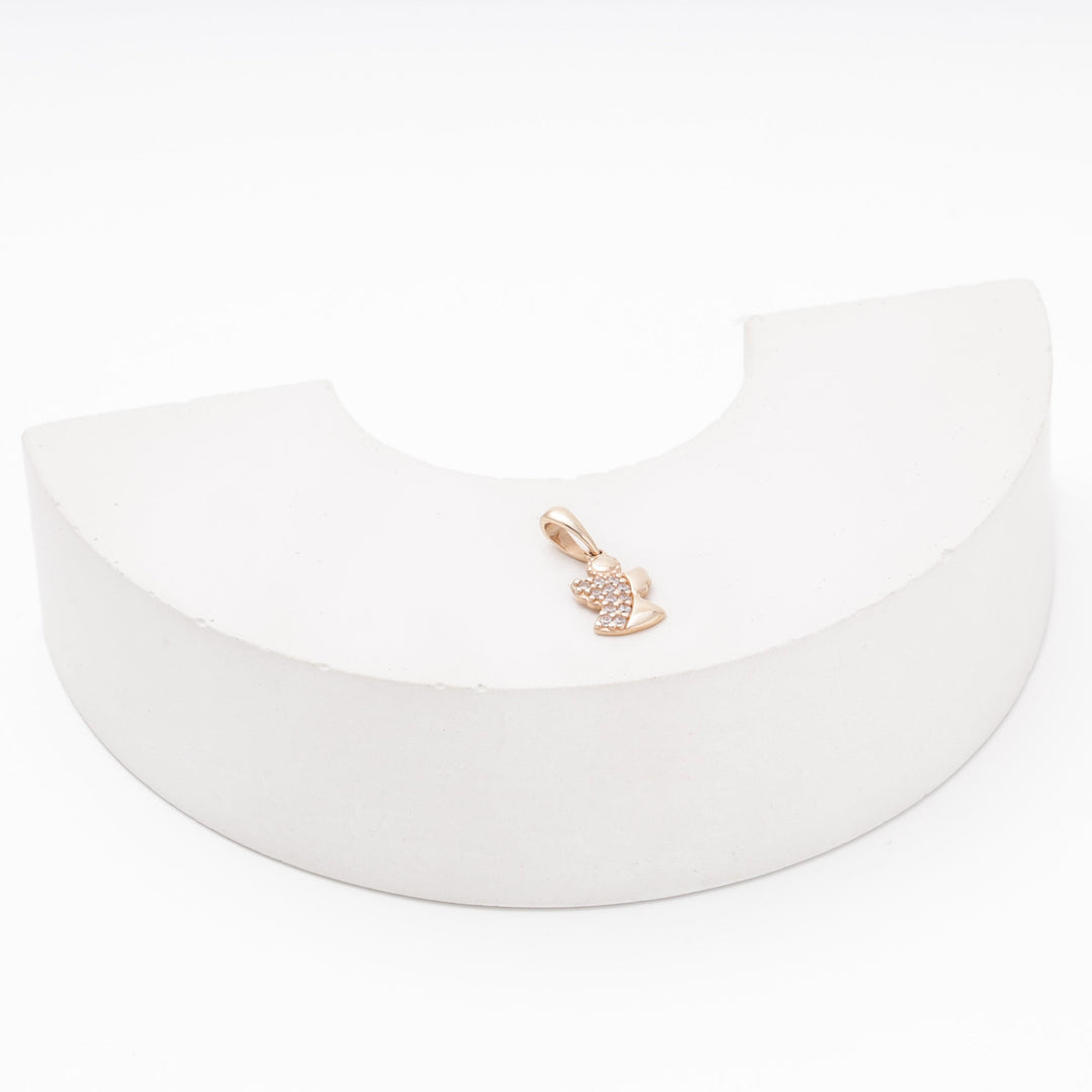 Rose Gold Angel Pendant with CZ, 14K (585) | Ukrainian Jewelry