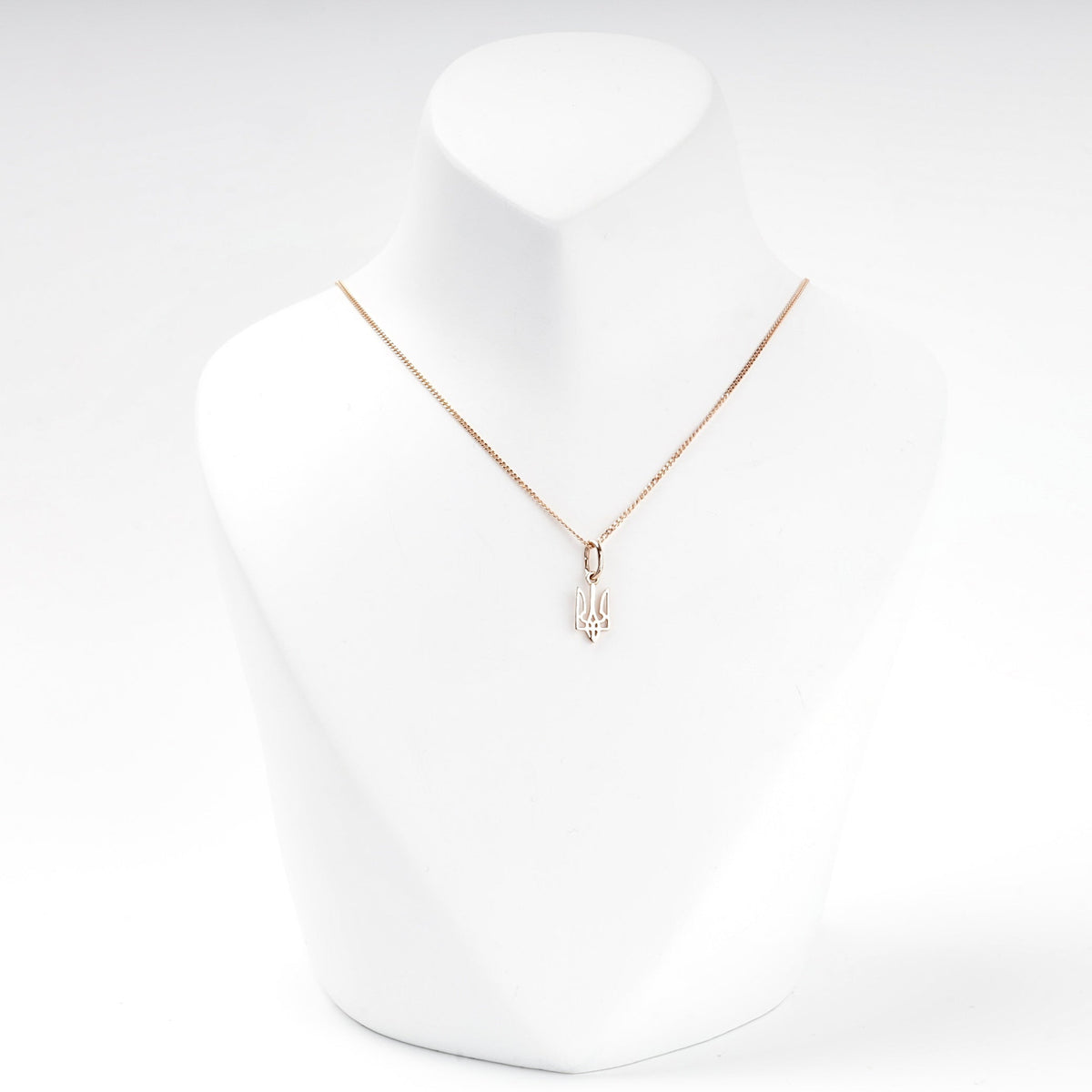 Small Rose Gold 585 Ukrainian Trident Pendant | Ukrainian Jewelry