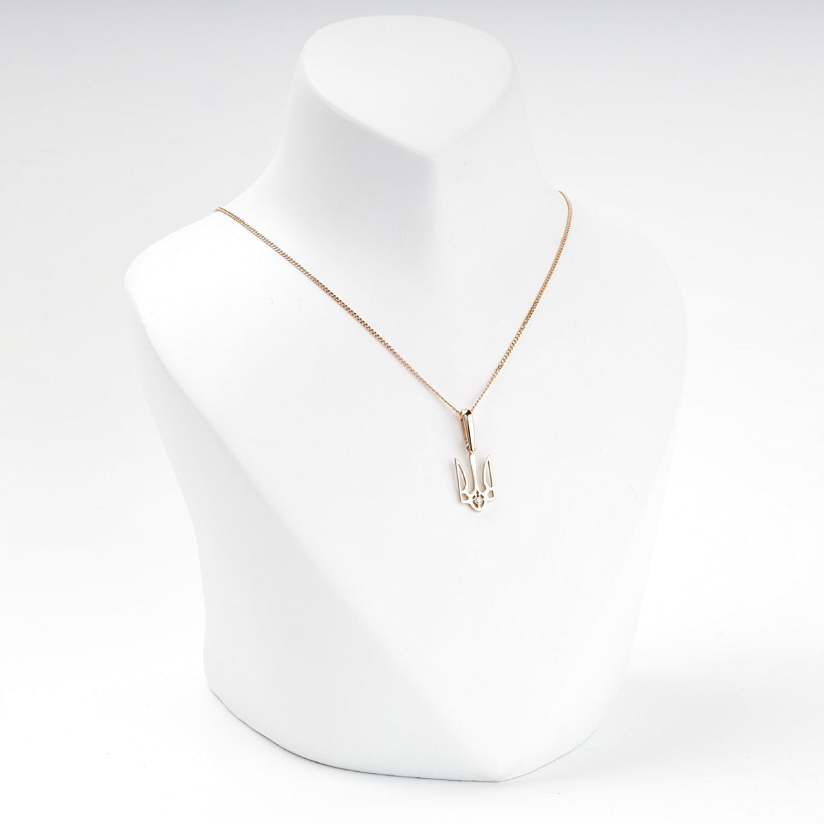 Rose Gold 585 Ukrainian Trident Pendant with Cubic Zirconia | Ukrainian Jewelry