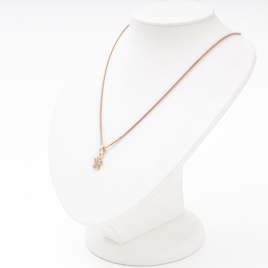 Rose Gold Angel Pendant with CZ, 14K (585) | Ukrainian Jewelry