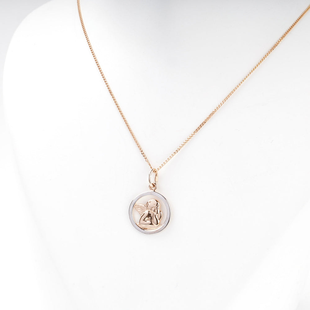 Gold 585 Two-Tone Guardian Angel Pendant | Ukrainian Jewelry