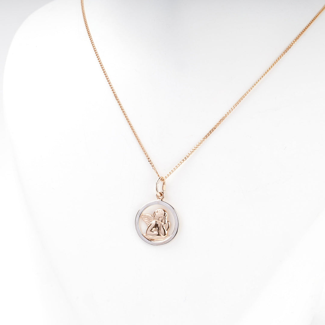Gold 585 Two-Tone Guardian Angel Pendant | Ukrainian Jewelry