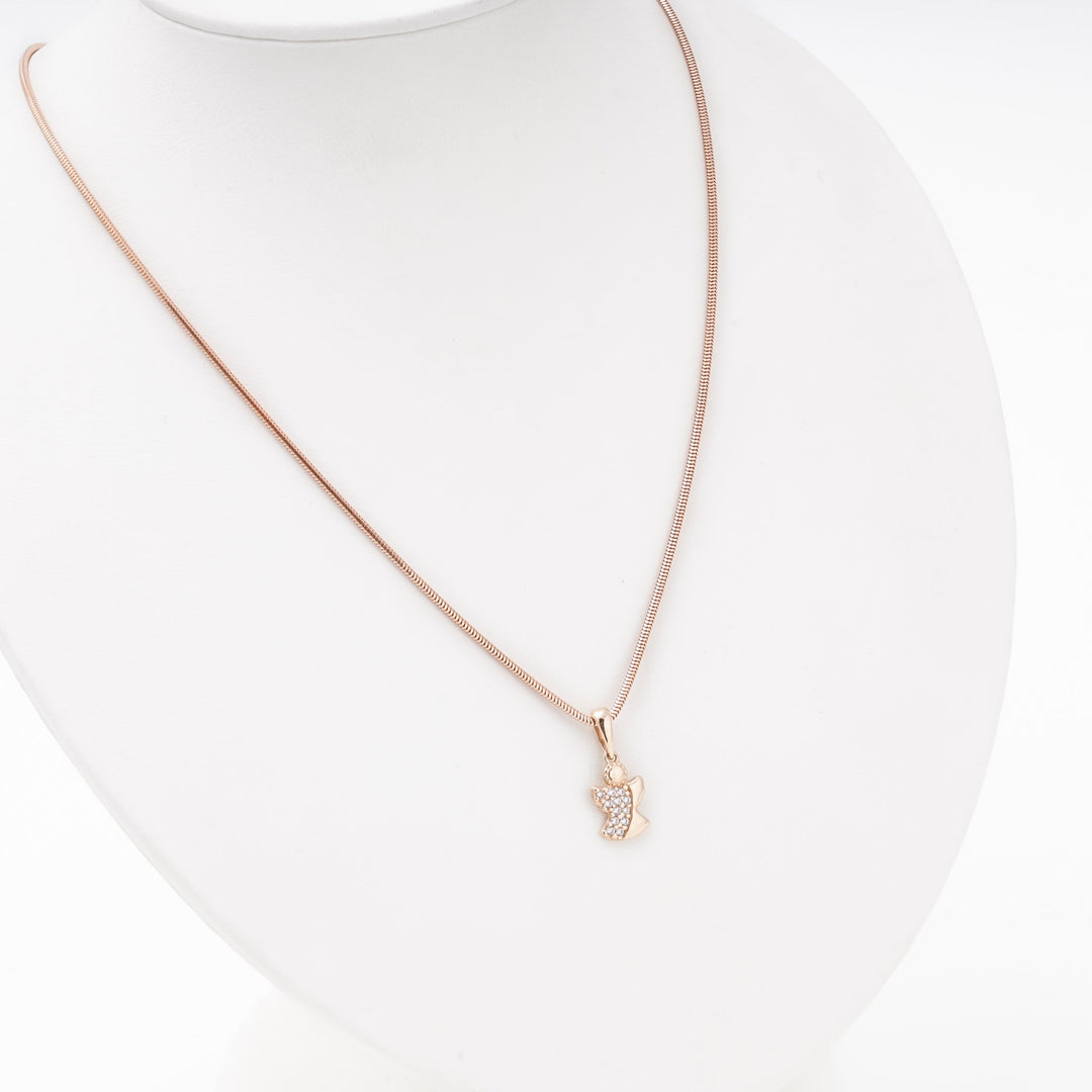 Rose Gold Angel Pendant with CZ, 14K (585) | Ukrainian Jewelry