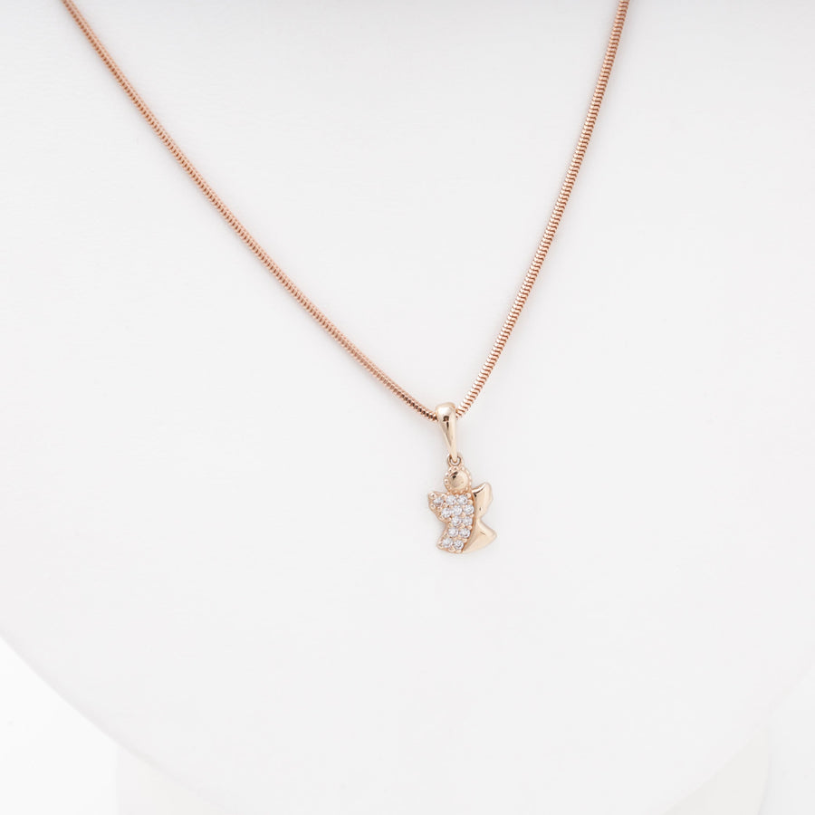 Rose Gold Angel Pendant with CZ, 14K (585) | Ukrainian Jewelry