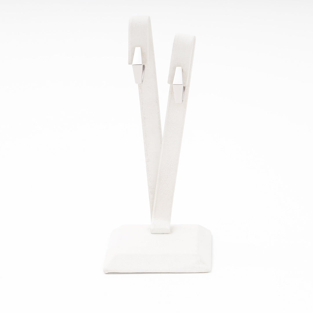White Gold Hexagon Huggie Earrings, No Stones, 14K (585) | Ukrainian Jewelry