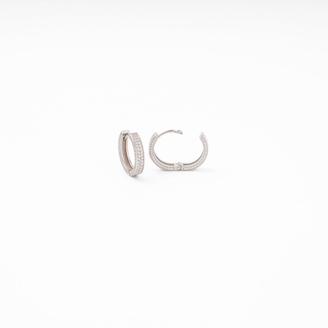 Silver 925 Huggie with CZ, Double Row | Ukrainian Jewelry