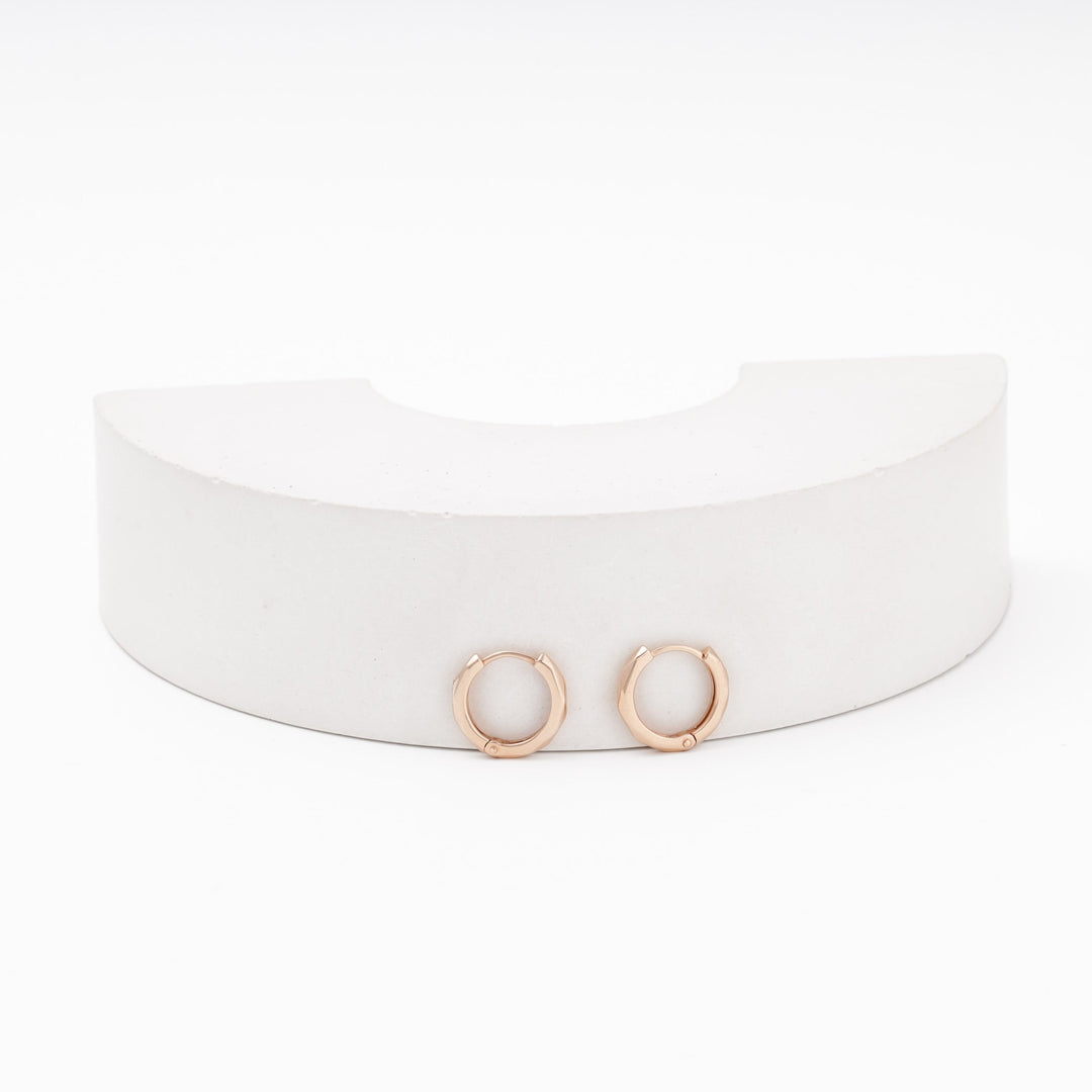 Rose Gold Round Huggie Earrings, 14K (585) | Ukrainian Jewelry