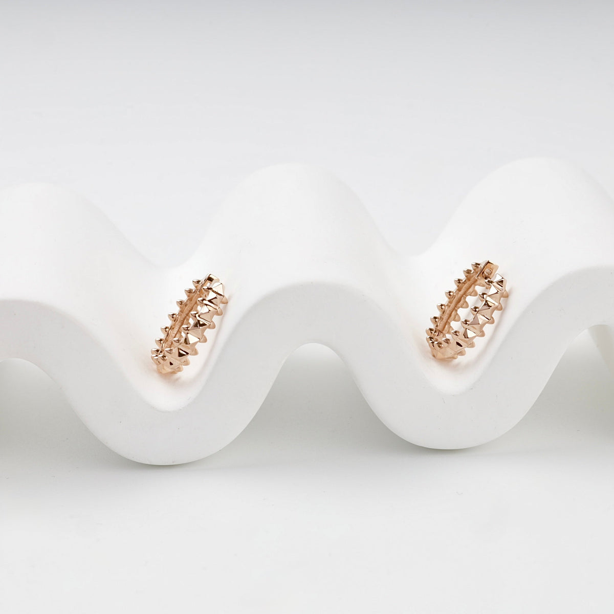 Rose Gold 14K (585) Pyramid Stud Hoop Earrings | Ukrainian Jewelry