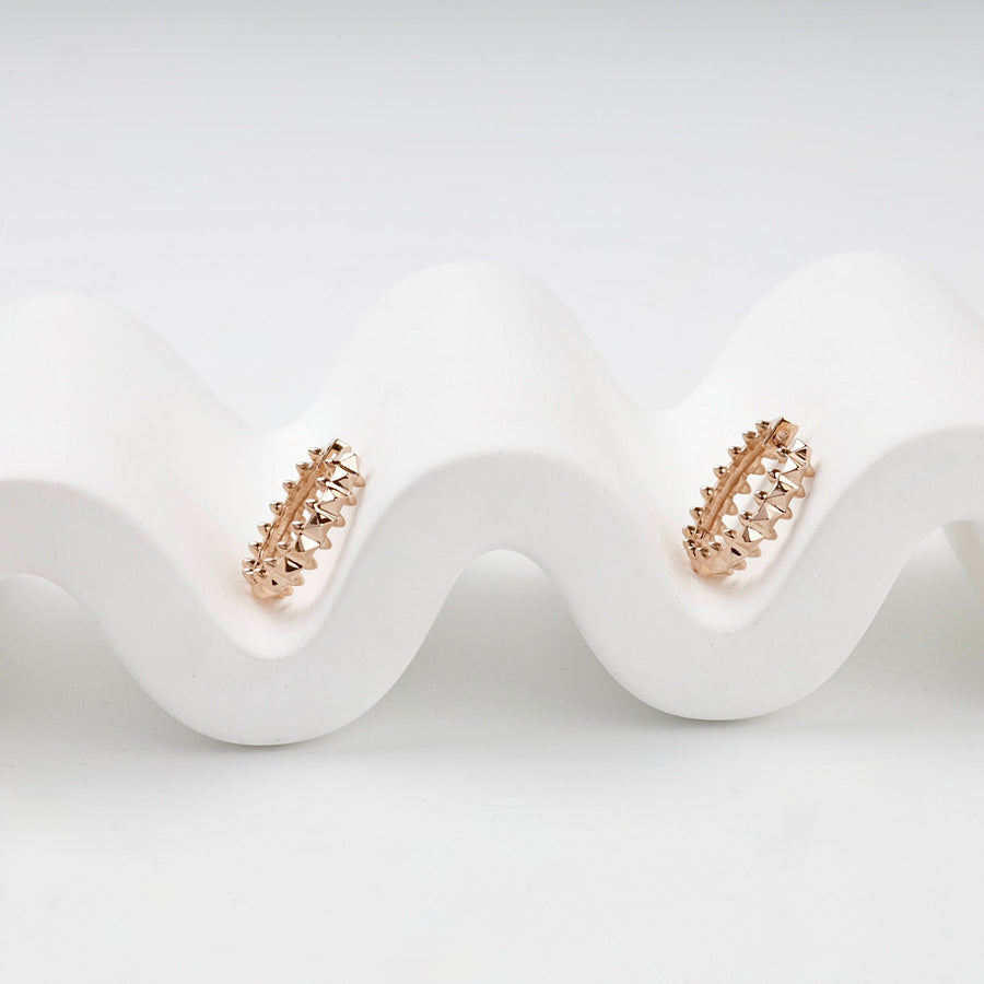 Rose Gold 14K (585) Pyramid Stud Hoop Earrings | Ukrainian Jewelry