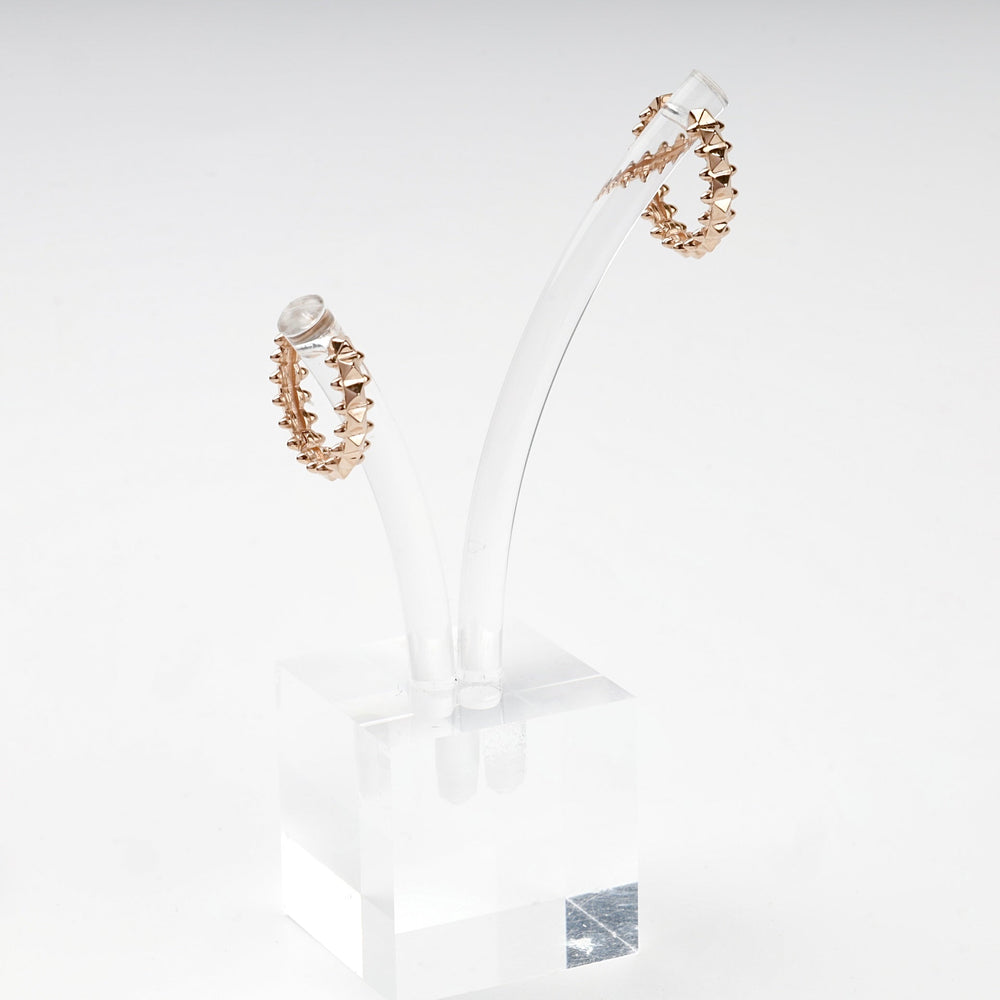 Rose Gold 14K (585) Pyramid Stud Hoop Earrings | Ukrainian Jewelry