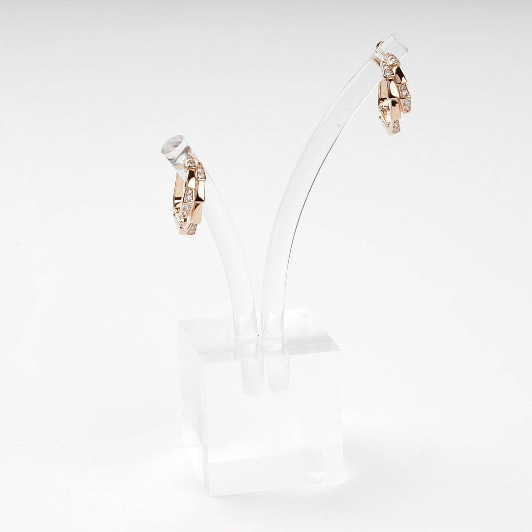 Rose Gold 14K (585) Interlaced Cubic Zirconia Hoop Earrings | Ukrainian Jewelry
