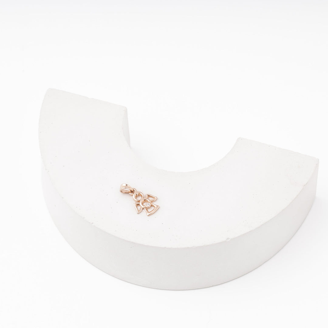 Rose Gold Angel Pendant with CZ, 14K (585) | Ukrainian Jewelry